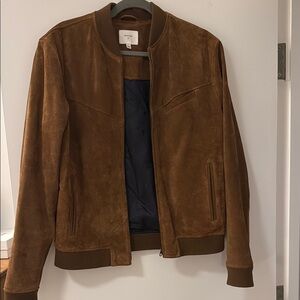 Brown Suede Bomber Jacket